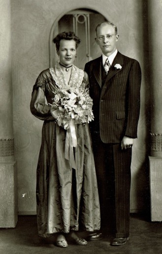 The only one to wear the dress for her wedding was Gustava's granddaughter, Iva Tilderquist, when she married Robert Kvam in Vasa, Minnesota, on June 7, 1947.