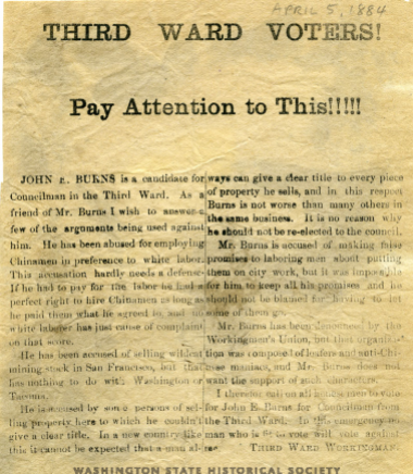 third ward voters re John E. Burns april 5 1884